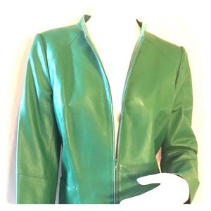 Lafayette 148 New York Green Leather Jacket